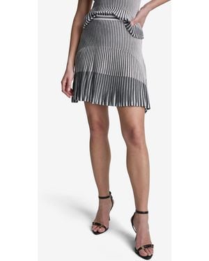 BCBGMAXAZRIA Pleated A-line Mini Skirt - Gray