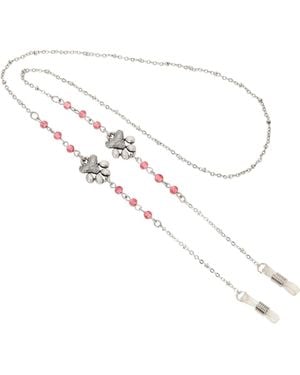 2028 Silver-tone Dog Paws Round Acrylic Bead Necklace - White