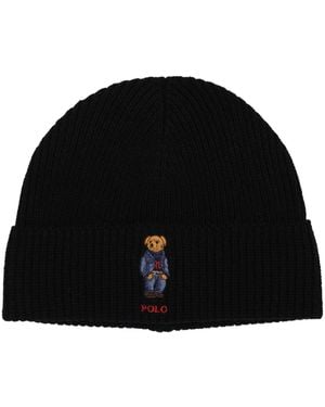 Polo Ralph Lauren Solid Denim Bear Beanie - Black