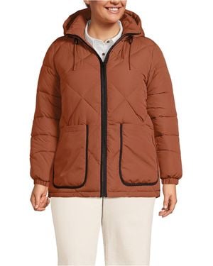 Lands' End Plus Size Featherfree Insulated Diamond Quilted Jacket - Brown