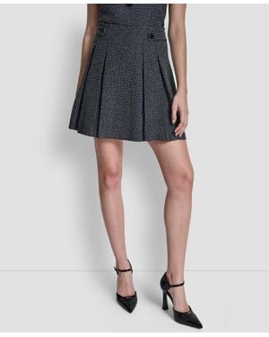 DKNY Pleated Zippered Mini Skirt - Black