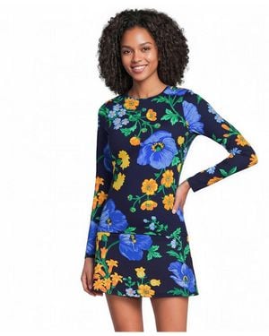 Lands' End Long Torso Sunshade Upf 50 Long Sleeve Rash Guard Swim Tee - Blue
