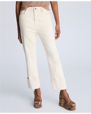 Kenneth Cole High-rise Straight-leg Wide-cuff Jeans - White