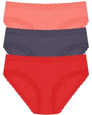 Natori Bliss Lace-trim Cotton Brief Underwear 3-pack 156058mp - Red