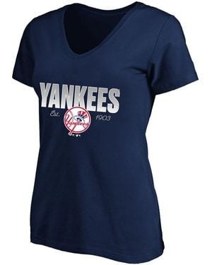 Fanatics Profile New York Yankees Plus Size Wordmark V-neck T-shirt - Blue