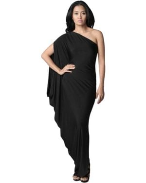 Pia Gladys Perey Machine Washable Wrinkle Free None Iron Maxi One Shoulder Dress - Black