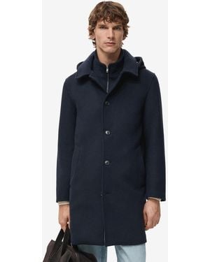 Mango Detachable Inner Collar Wool Coat - Blue