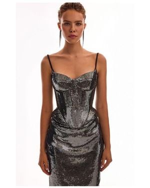 Milla Sensational Spaghetti Straps Sequined Corset - Black