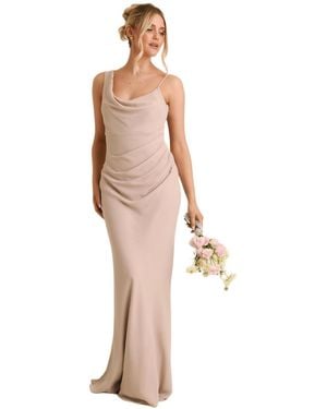 Six Stories Cowl Front Chiffon Bridesmaid Dress - Natural