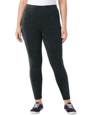 Woman Within Within Stretch-cotton Knit Pull-on leggings - Black