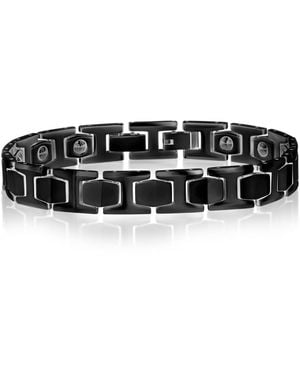 Metallo Polished Magnetic Link Tungsten Bracelet - Black
