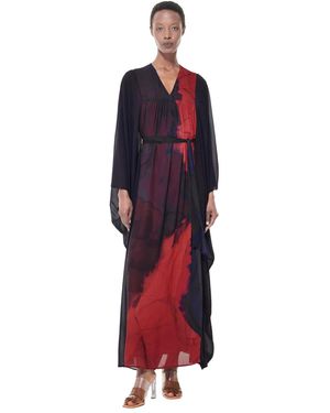 eem Printed Belted Maxi Kaftan - Red