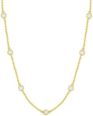 And Now This Cubic Zirconia Station 24" Statement Necklace - Metallic