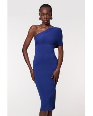 Karen Millen Knitted One Shoulder Dress - Blue