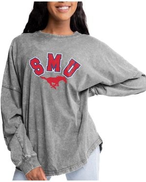 Gameday Couture Smu Mustangs Faded Wash Pullover Sweatshirt - Gray