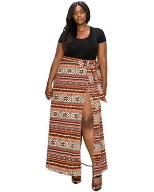 L I V D Plus Size Ari Wrap Maxi Skirt - Red