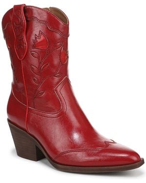 Sam & Libby Flash Block Heel Western Booties - Red