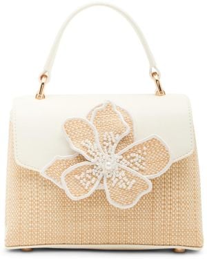 Anne Klein 3d Cultivated Pearl Flower Mini Top Handle Satchel Bag - Natural
