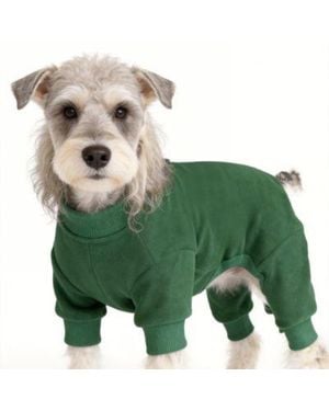 Aronkl Dog Fleece Pajamas With High Collar For Warmth Comfort - Green