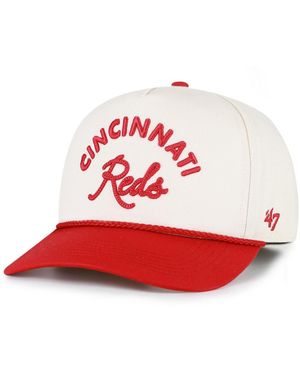 '47 Natural/red Cincinnati Reds Rope Script Hitch Adjustable Hat