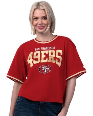 Starter San Francisco 49ers Ace Cropped Short-sleeve Screen-print Graphics T-shirt - Red
