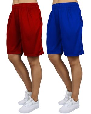 Galaxy By Harvic Loose Fit Moisture Wicking Performance Mesh Shorts-2 Pack - Blue