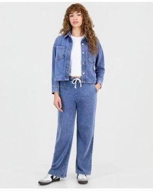 And Now This Now This Faux Denim French Terry Wide Leg Pants Macys Exclusive - Blue