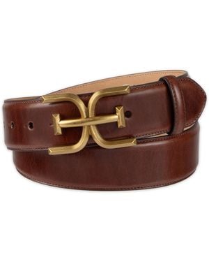 Sam Edelman Double-e Plaque Buckle Leather Belt - Brown