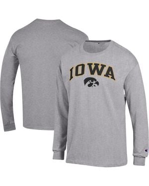 Champion Iowa Hawkeyes Arch Over Logo Long Sleeve T-shirt - Gray