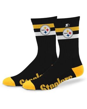 Starter And Pittsburgh Steelers Team Color Two-stripe Crew Socks - Black