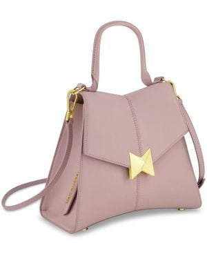 Mac Duggal Gold Plated Hardware Angular Leather Handbag - Pink