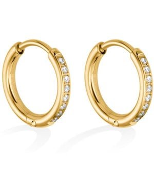 Hey Harper Crystal Huggie Hoop Earrings - Metallic