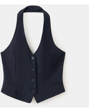 Mango Buttons Halter-neck Vest - Blue