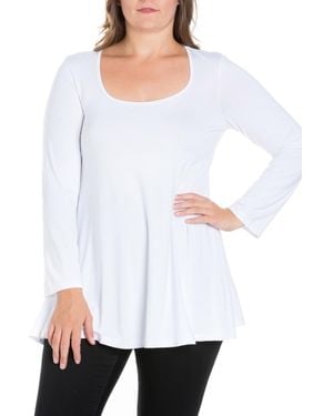 24seven Comfort Apparel Plus Size Poised Swing Tunic Top - White