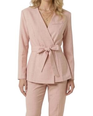 Modenaire Wrap Waist-tie Tailored Blazer - Pink