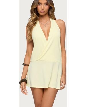 Edikted Shredded Backless Halter Mini Dress in Black | Lyst