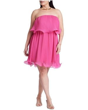 Eloquii Plus Size Ruffle Hem Mini Dress - Pink