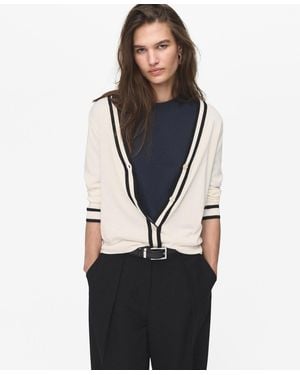 Mango Contrasting Stripes Cardigan - Black