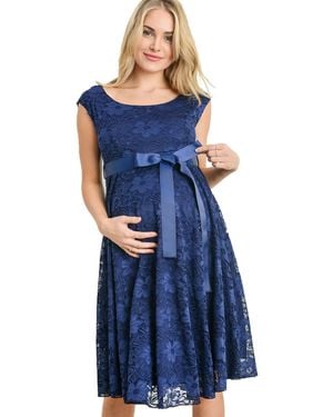 Hello Miss Maternity Lace A-line Dress - Blue