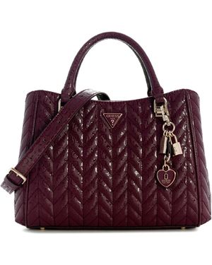 Guess Stacey Girlfriend Small Satchel Handbag - Purple