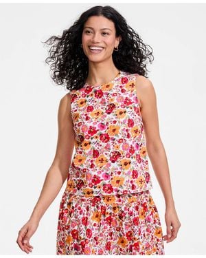 Lands' End Poplin Sleeveless Shell - Red