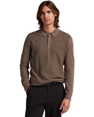 Perry Ellis Long Sleeve Polo Shirt - Brown