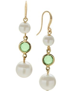 Charter Club Gold-tone Stone & Imitation Pearl Triple Drop Earrings - White