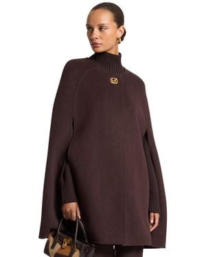 Michael Kors Turn Lock Wool-blend Cape - Brown