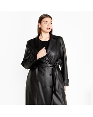 City Chic Plus Size Phylis Trench Coat - Black