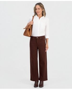 Style & Co. Petite High-waist Wide-leg Twill Pants - White
