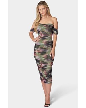 Bebe Ruched Midi Dress - Multicolor