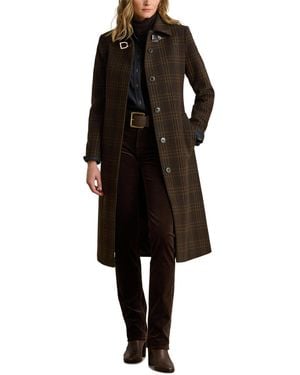 Ralph Lauren Plaid Wool-blend Belted Coat - Black