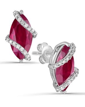 Macy's Lab-grown Ruby And Lab-grown White Sapphire Earrings (1-3/4 Ct. T.w. Ruby - Pink