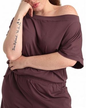 UNIVERSAL STANDARD Plus Size Dolci Off-the-shoulder Relaxed-fit Short-sleeve Top - Purple
